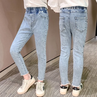 [2-15Year]Kids Girls Jeans Stretch Middle Waist Pencil Pants Korean ...