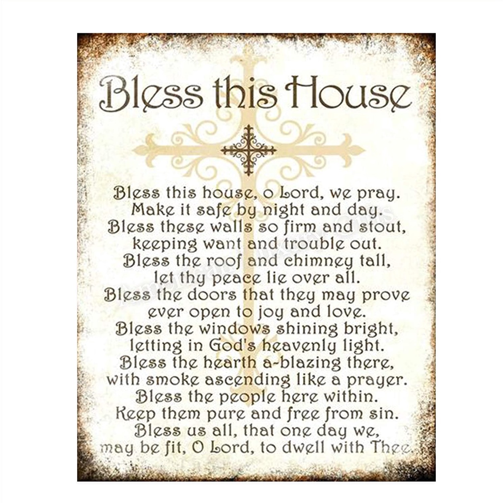 Bless This House O God We Pray Distressed Parchment Print Wall Art ...