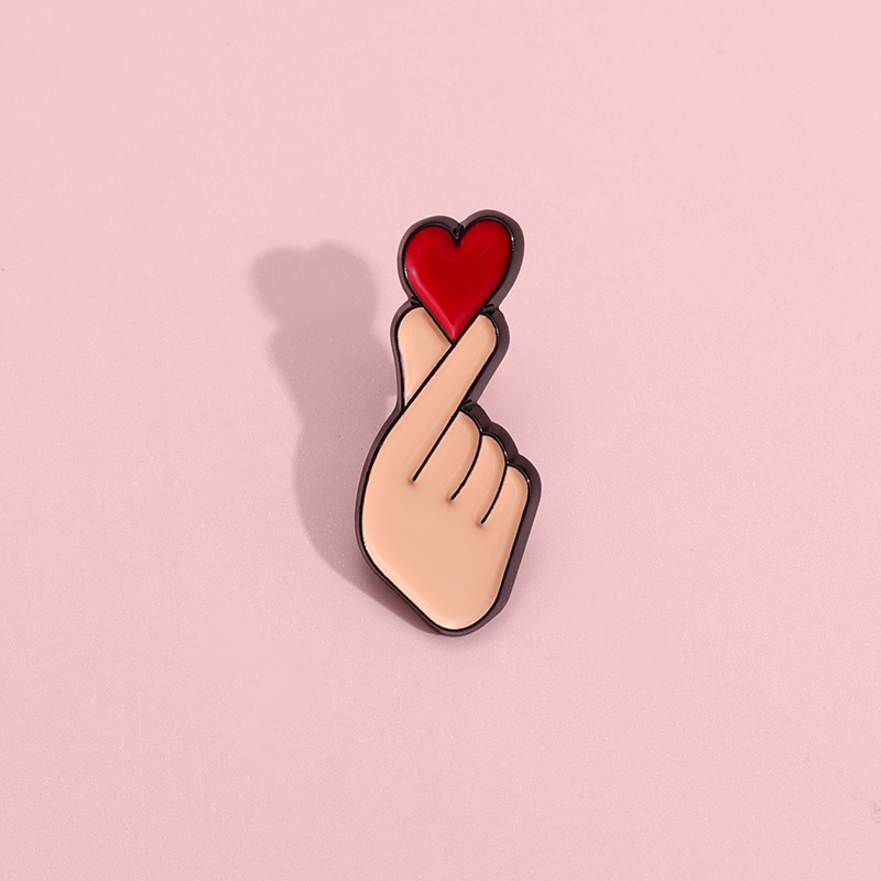 Cartoon Hand Heart Gesture Brooch Pins Funny Sign Language Brooches ...