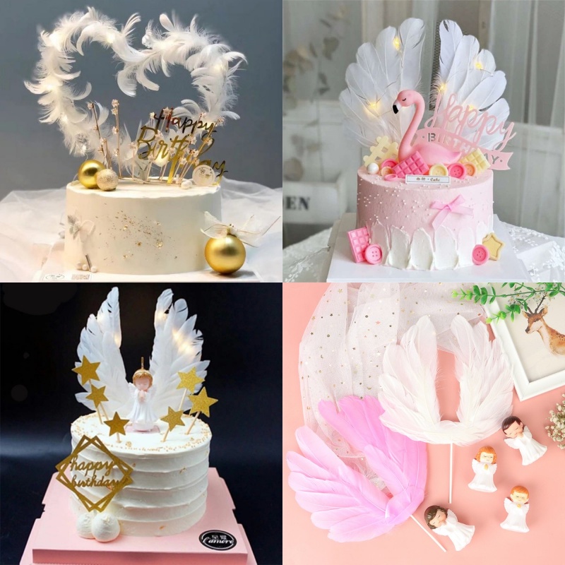 Angel Wings Cake Toppers Wedding Cupcake Cake Flag Party Decoration