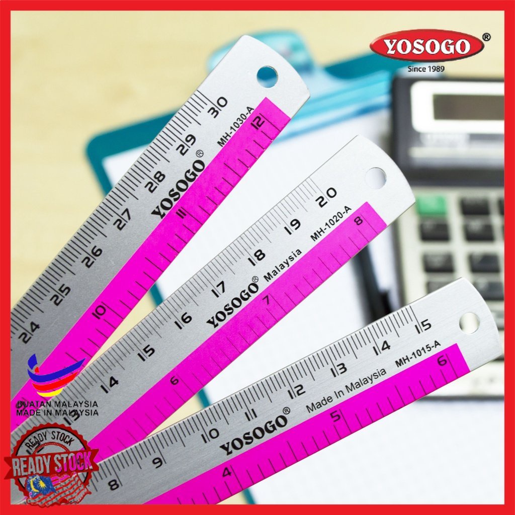 Yosogo 15cm 20cm 30cm Aluminium Ruler Straight Ruler Aluminum Ruler