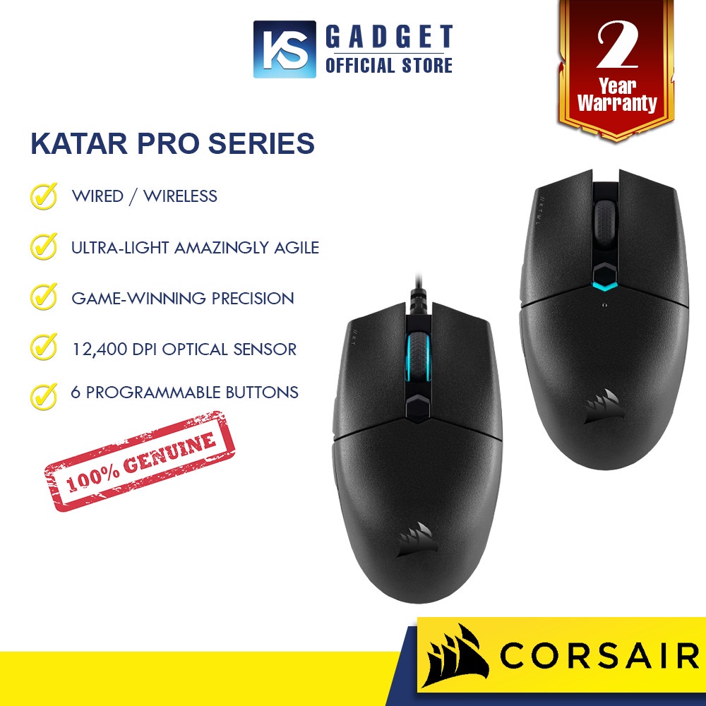 CORSAIR KATAR Pro WIRED/ WIRELESS Ultra Lightweight Optical Sensor ...