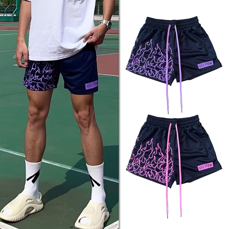 LAL Printed Streetwear Basketball Shorts with Zipper Pockets