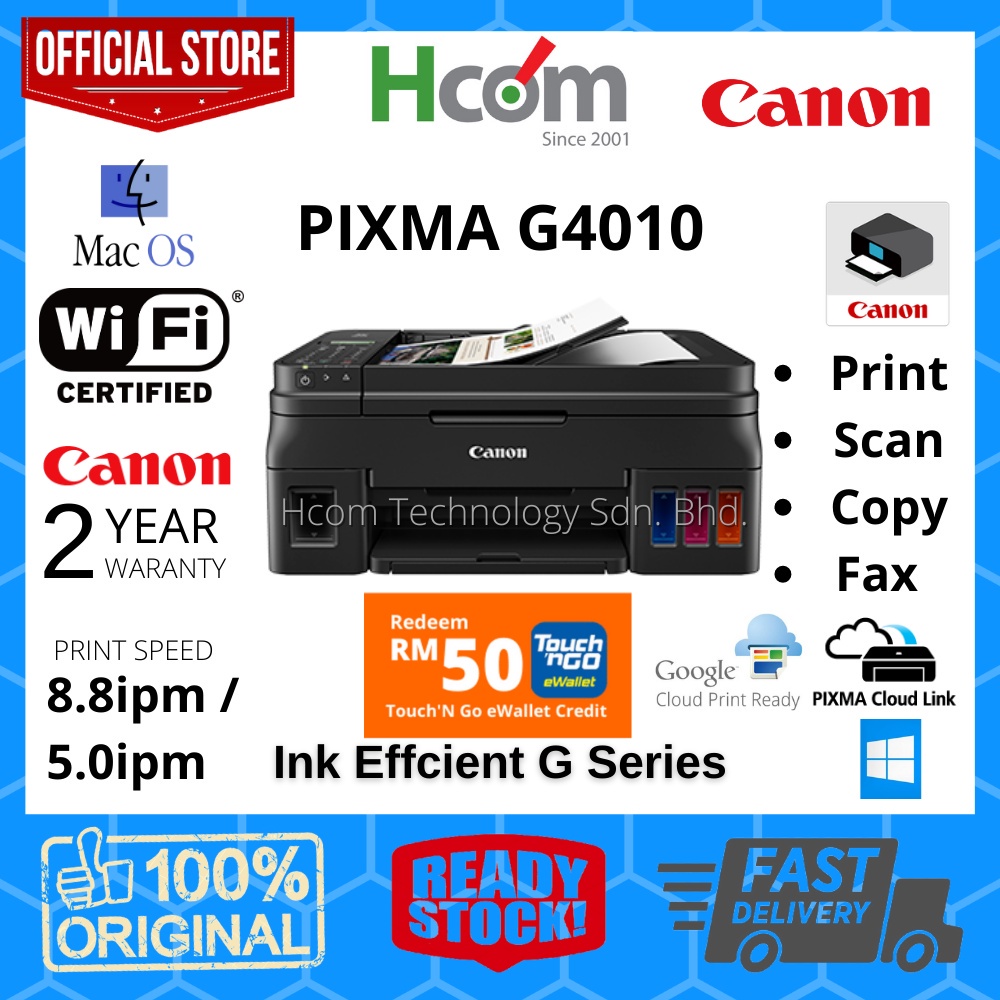 Canon PIXMA G4010 Ink Efficient All In One Wireless Refillable Ink Tank