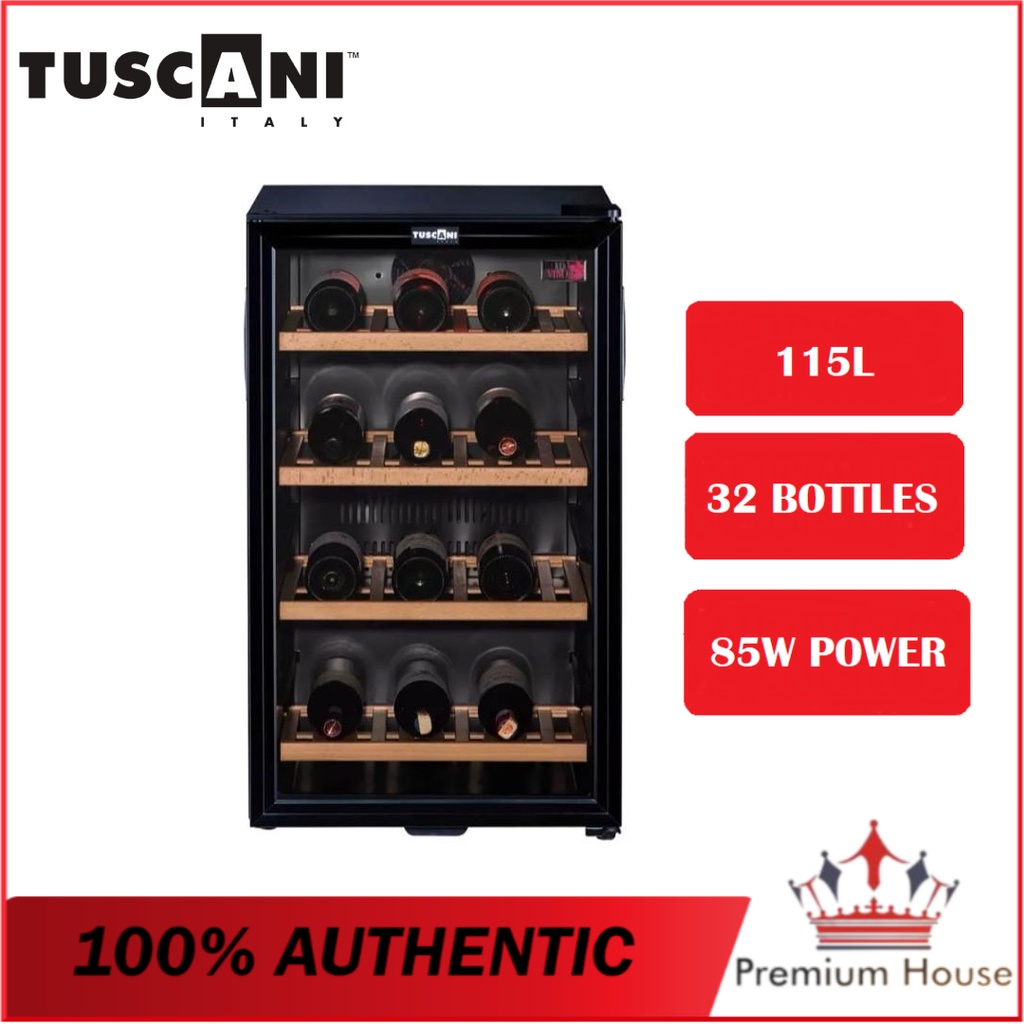 Tuscani Wine Chiller / Cellar Bellona 38(D) (115L) 32Bottles Wooden Shelves Wine Cellar TSC