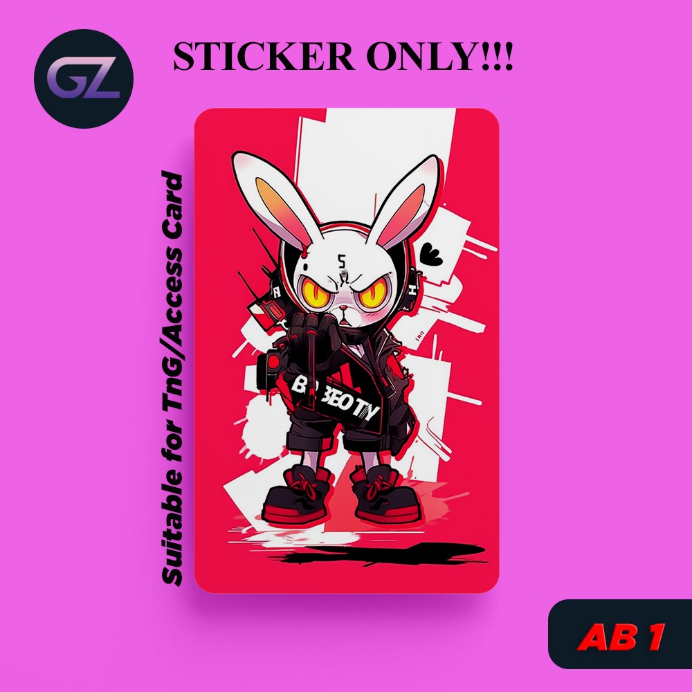 Angry bunny - Access Card and Touch N Go Sticker (Waterproof, High ...