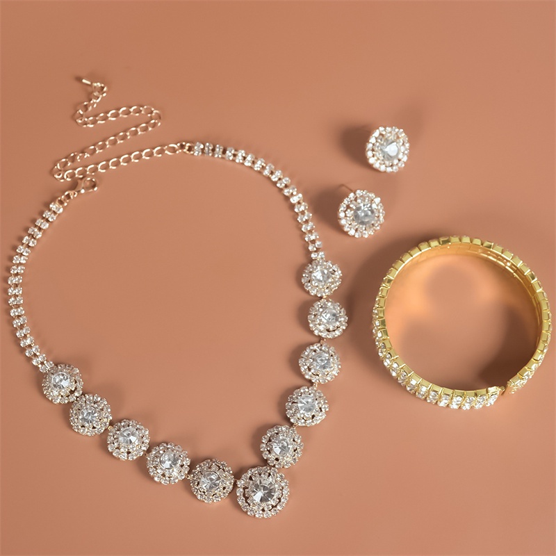 Middle Eastern Fashion Jewelry Gold Bride Necklace Three Piece Wedding