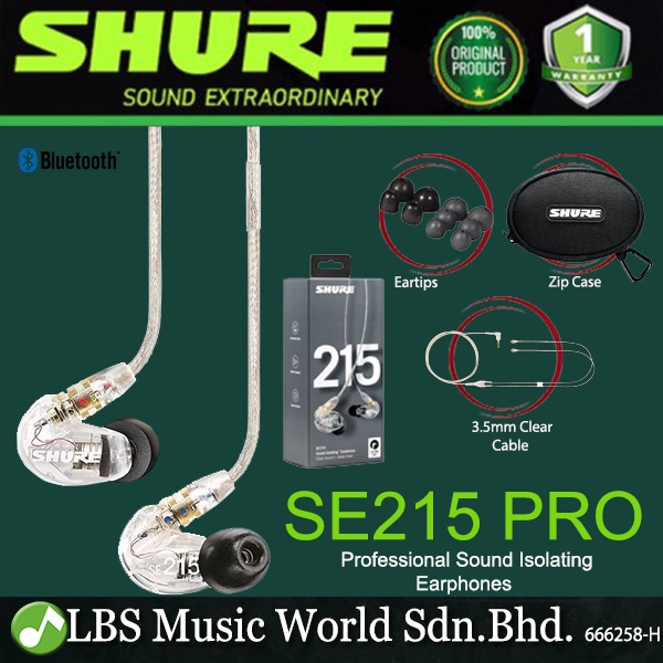 Shure SE215 PRO In Ear Monitor Earbuds Sound Isolating Wired or