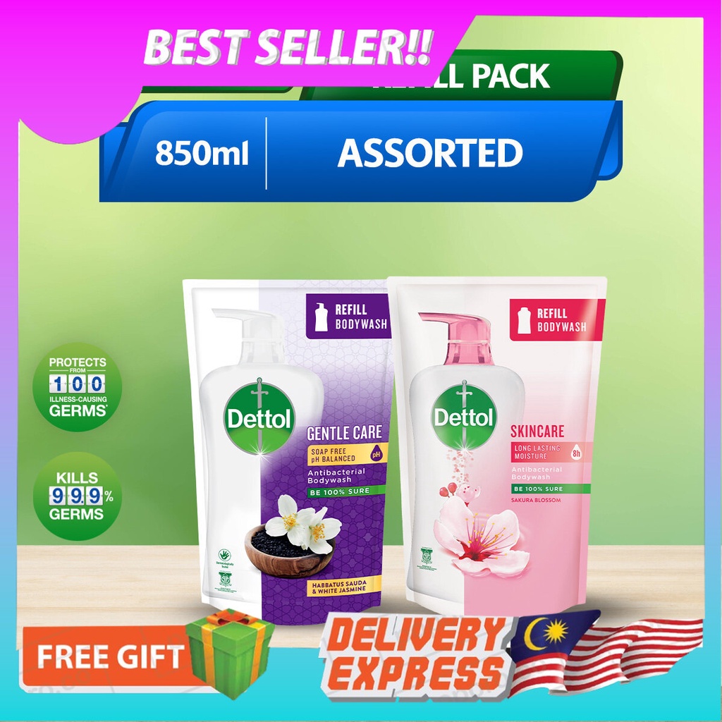 Dettol Shower Gel/Antibacterial Body Wash 850ml Value Refill Pouch