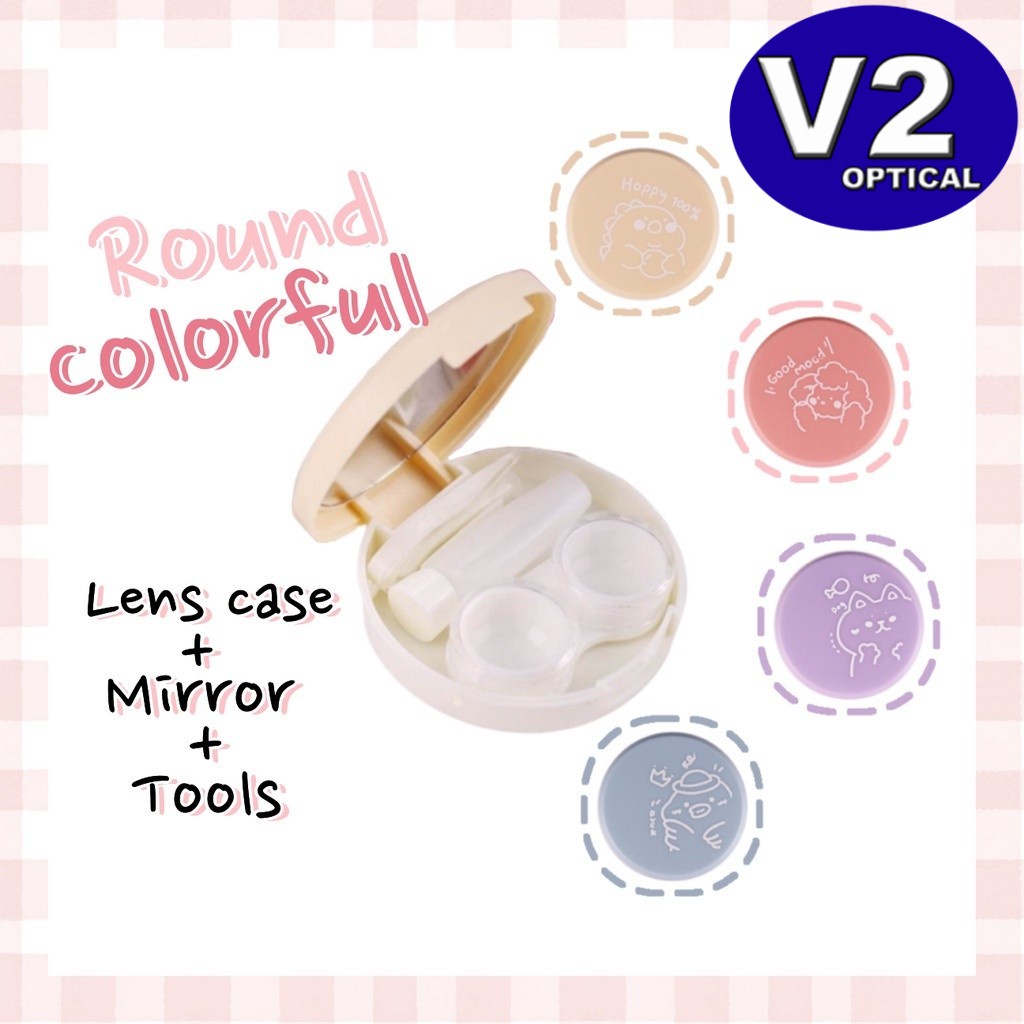 Round Colorful Mini Travel Contact Lenses Casing Tools With Mirror Eye ...