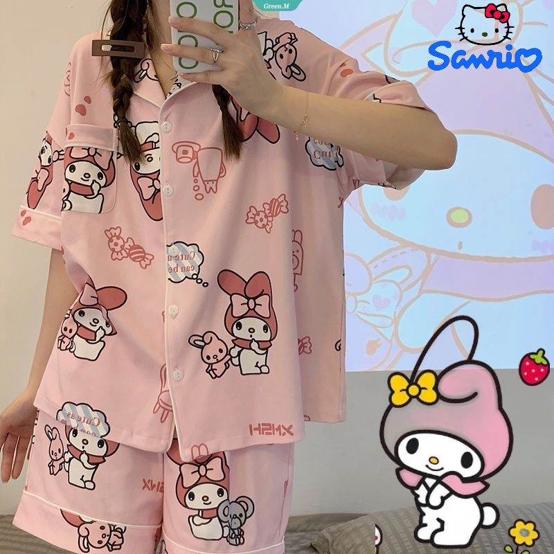 Sanrio My Melody Pompompurin Home Clothes Pochacco Women Short Sleeve Tops Shorts 2 Piece 6199