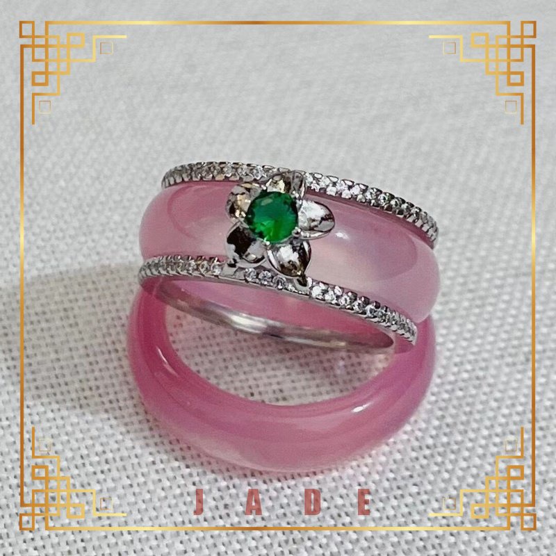 Pink Chalcedony Women's Detachable Jade Ring with Jade Certificate ...