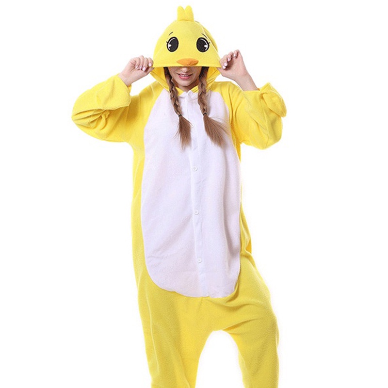 Animal Yellow Chick Onesies Pajamas Polar Fleece Unissex Adult Cute ...
