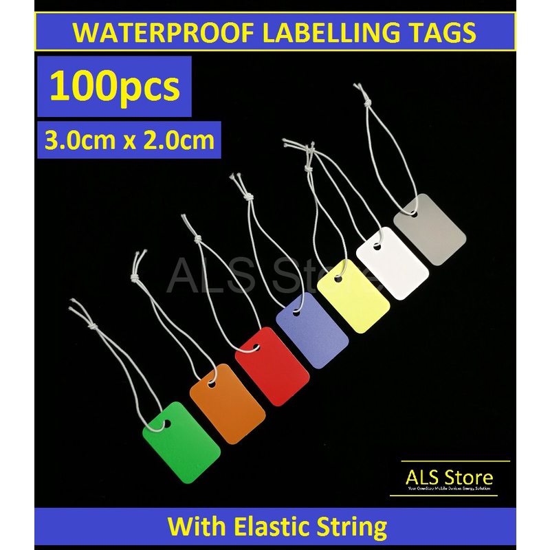 100Pcs Waterproof Label Price Tags with Elastic String for Jewelry