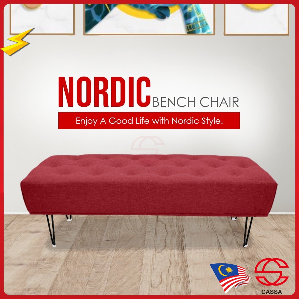 Cassa Rossy [NORDIC ELEGANT DEPTH SEAT] 4 Feet Long Fabric Bench Stool