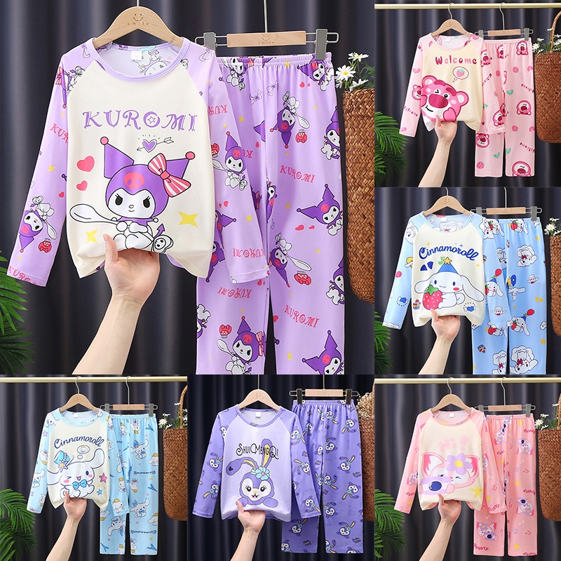 Lotso Pajama For Kids Girls Kuromi Long Sleeve Thin Pajama Set Cartoon ...