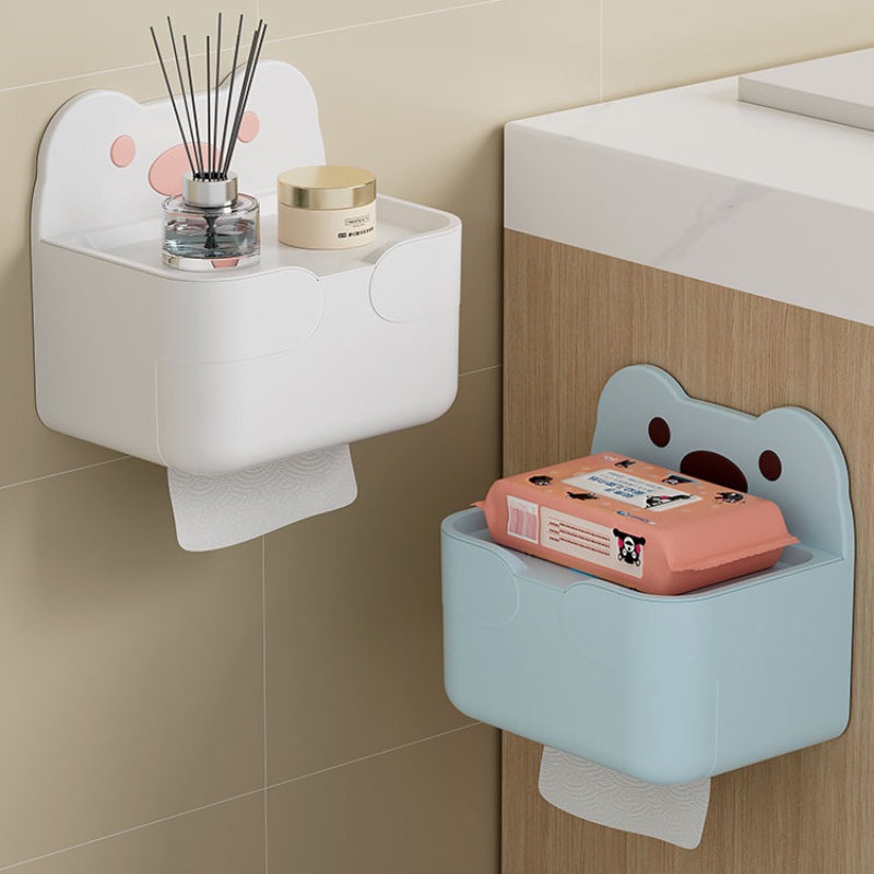 HOMENHOME Cartoon wall mounted bathroom waterproof perforated tissue