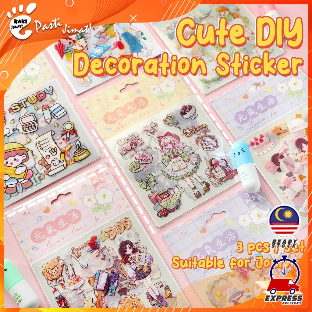 Kaki Jimat DIY Fancy Cute Design Decoration Sticker for Journal Leisure ...
