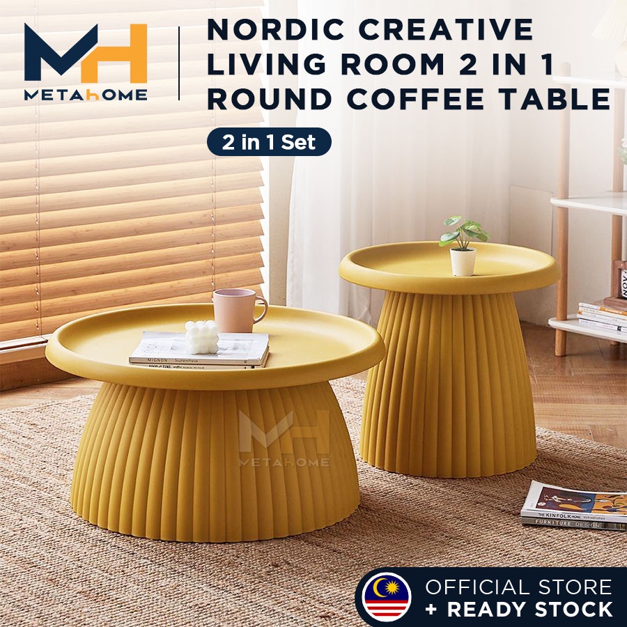 MetaHome 2 In 1 Round Coffee Table Nordic Creative Modern Living Room