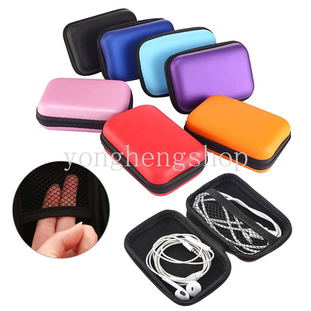 Mini Portable Earphone Bag Coin Purse Headphone USB Data Line Cable