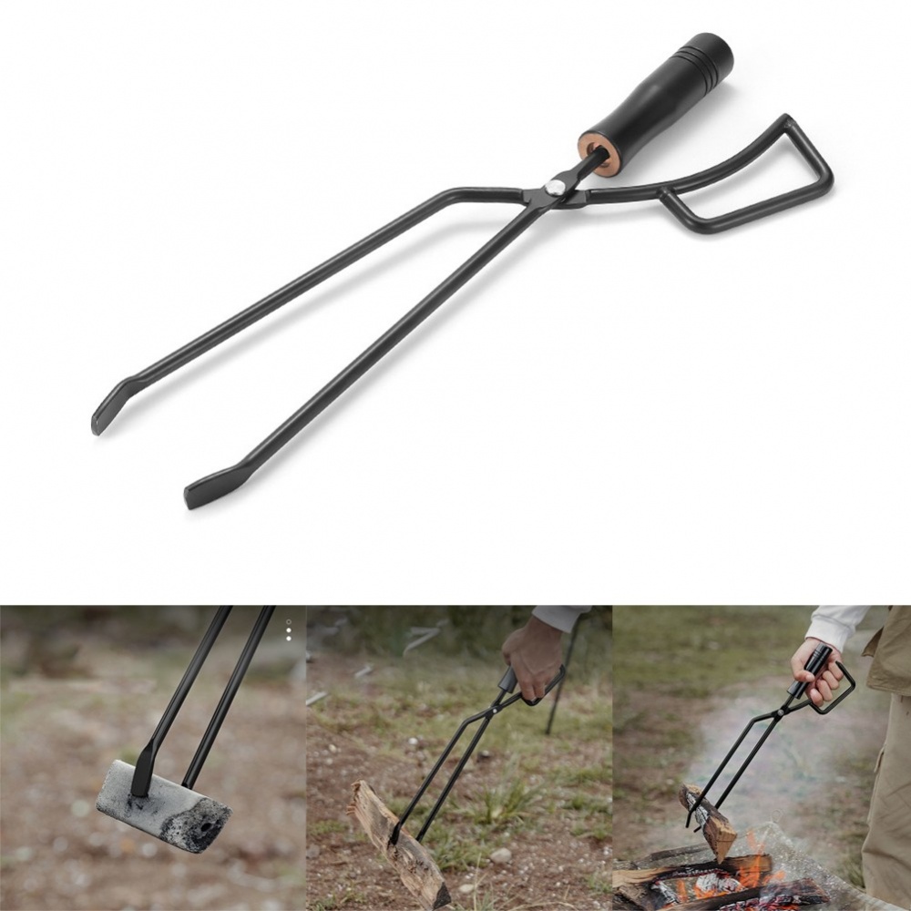 Fire Tong BBQ Tools Black Campfire Tongs Charcoal Fire Tongs Firewood
