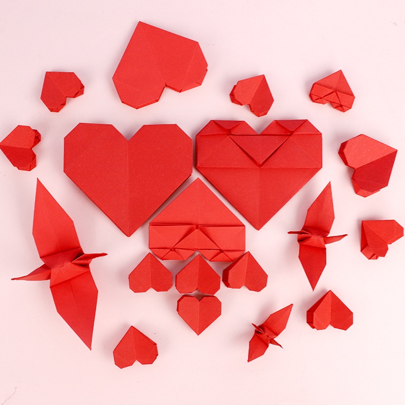100sheet Square Red Solid Color DIY Handmade Origami Kindergarten ...