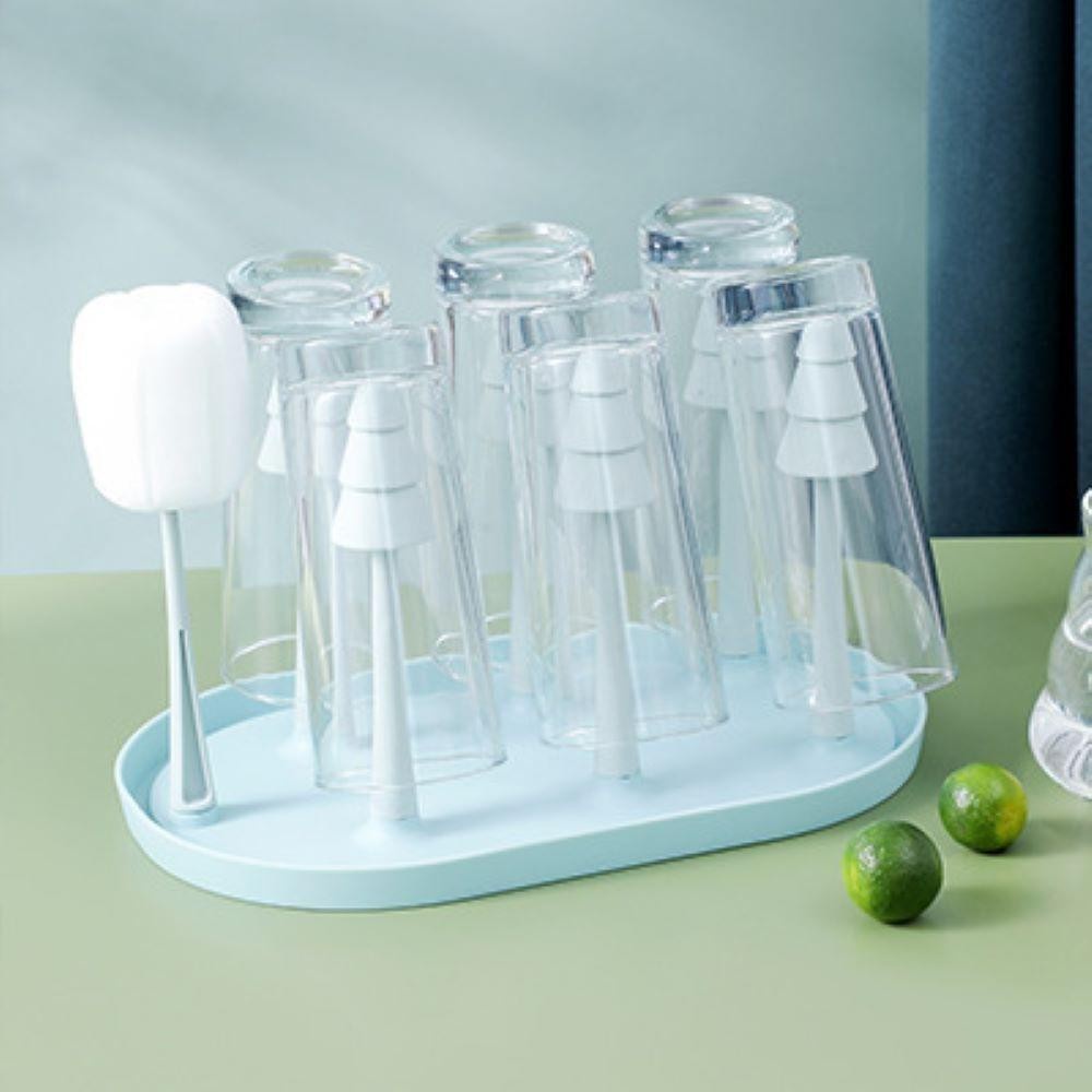 Drink Glass Cup Rack Stand Mug With Brush Drinking Glass Storage Holder