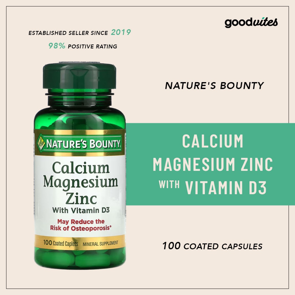 Nature Bounty Calcium Magnesium Zinc With Vitamin D3 100 Coated Caplets