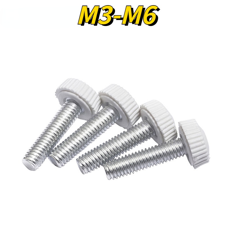 [XNY] M5m6 White Rubber Head Screw Straight Grain Knurled Hand Screw