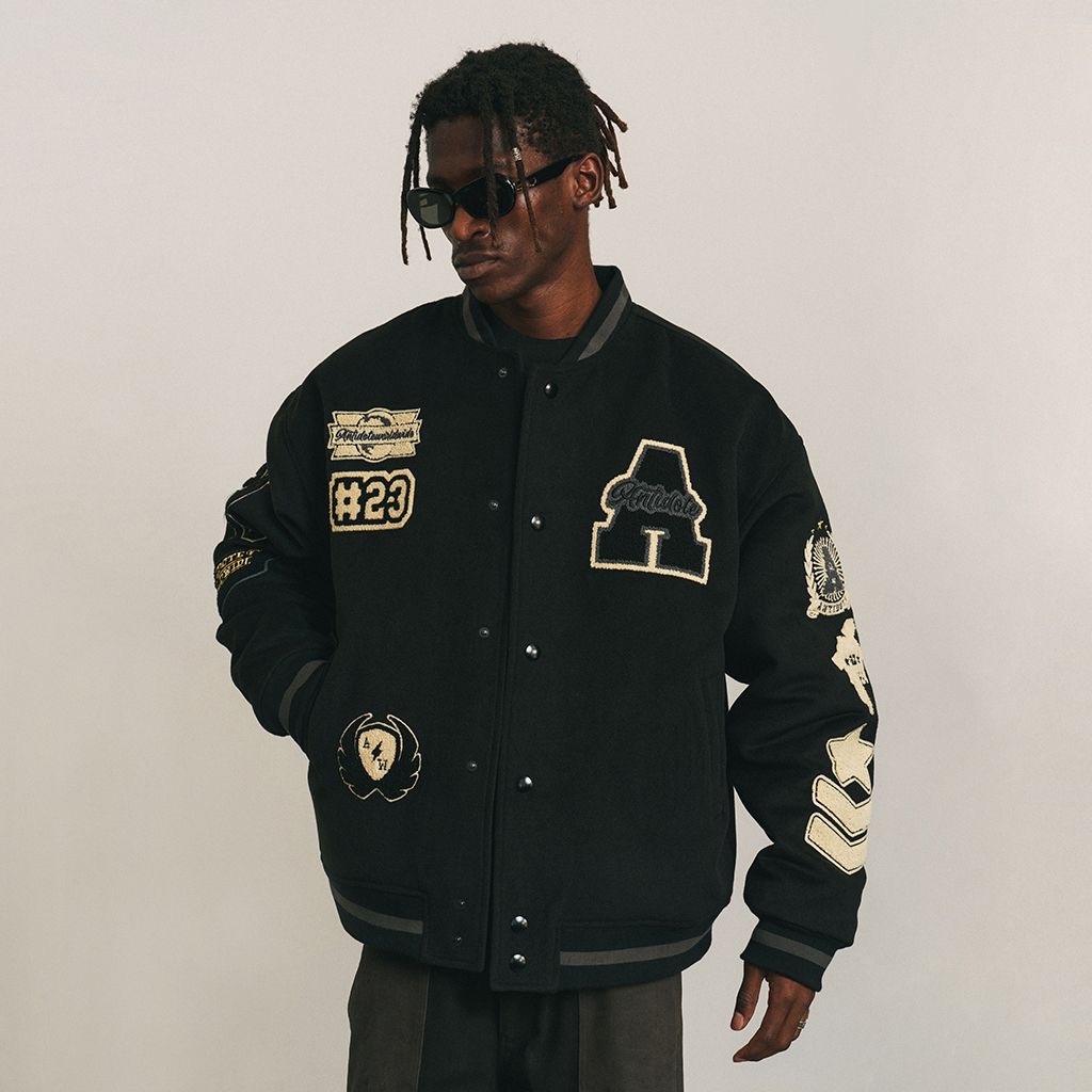 American Retro Letter Embroidered Jackets main image 1