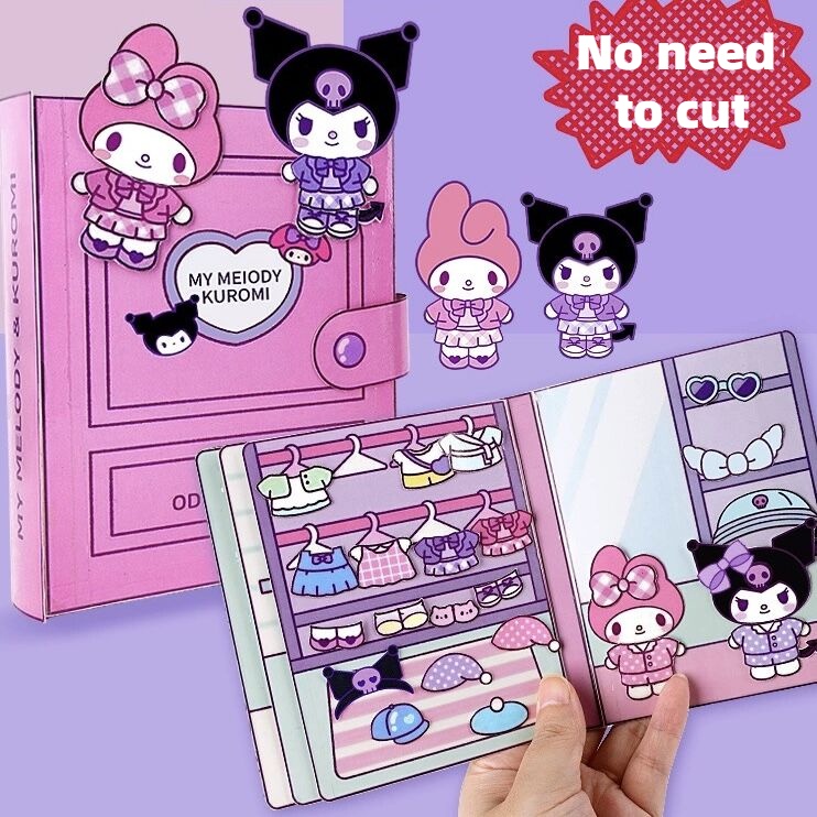 Sanrio No Cut Quiet Book Handmade DIY Kuromi Melody Cinnamoroll ...