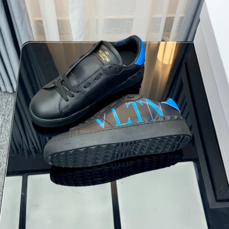 Valentino Black Sneakers Blue Tail 3D Printing Letter Rivets Lace-Up ...