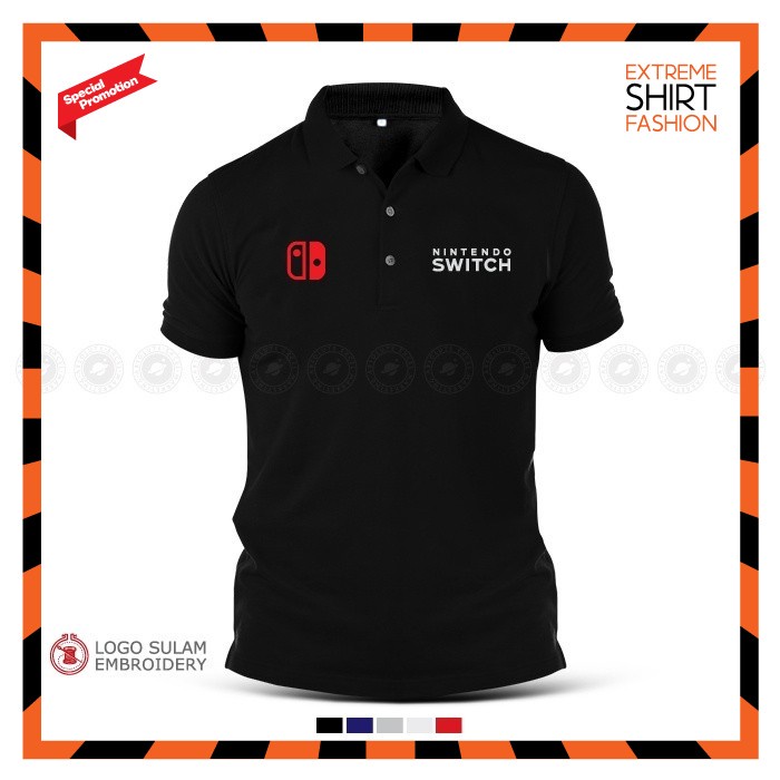 Ready Stock] Polo T Shirt Nintendo Switch Lite Logo Embroidery New 