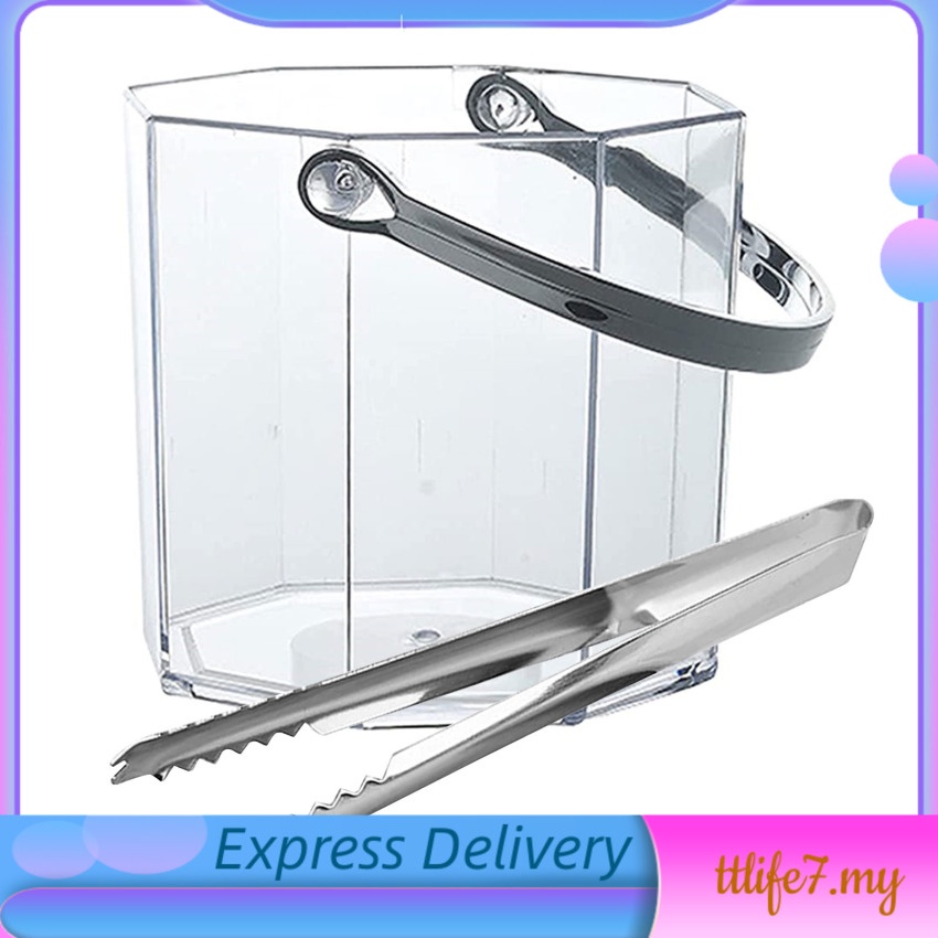 Ice Bucket, HighGrade Acrylic Ice Bucket with Tongs Ideal Ice Bucket
