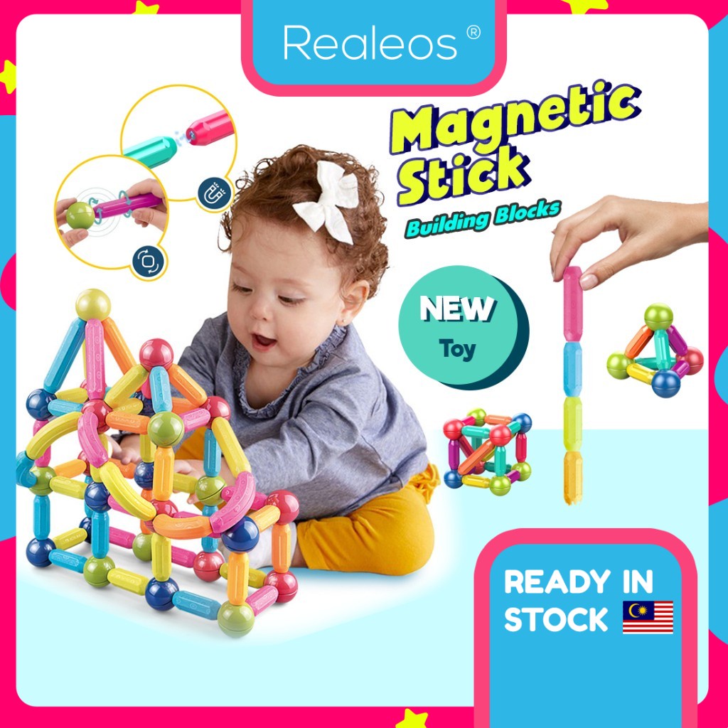 Realeos Brick Toy Stick Building Blocks Toy Blok Education Kids Montessori Toys