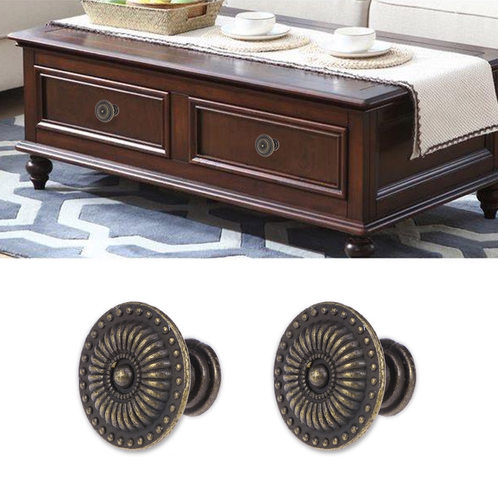 Matte Black Door Knobs Round Bedside Table Retro Furniture Cupboard