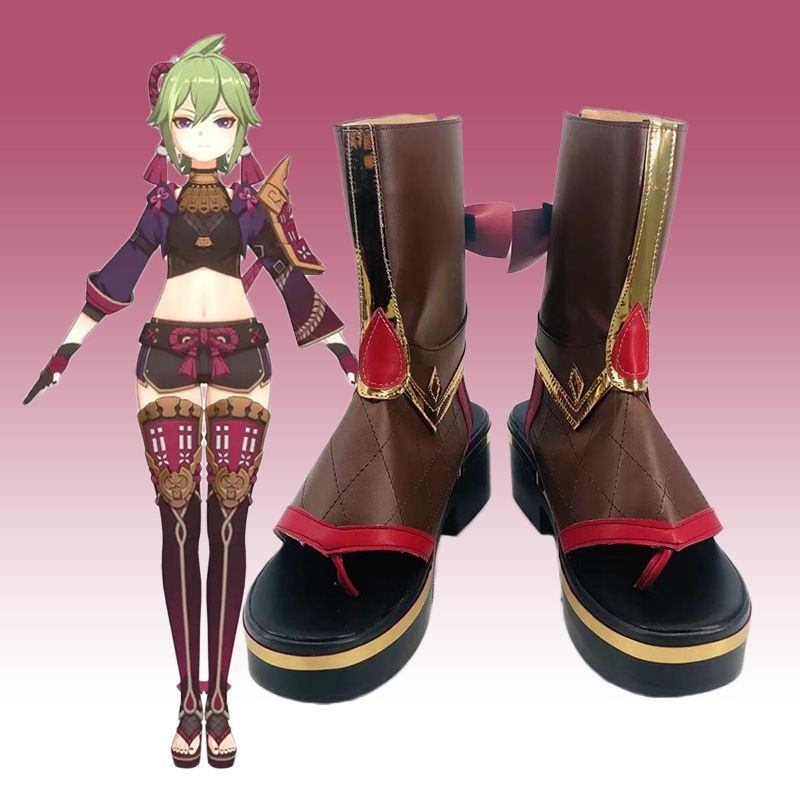 Genshin Impact Kuki Shinobu Cosplay Shoes Boots Halloween Costumes Accessory Custom Made