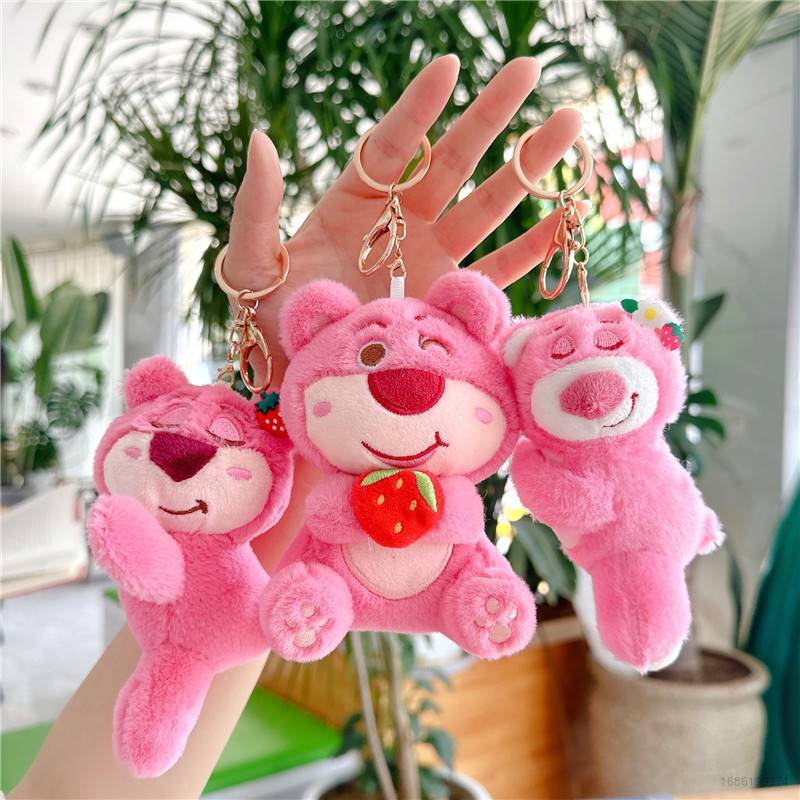 NS3 Lotso strawberry bear bag pendant Stuffed toy keychain key ring ...