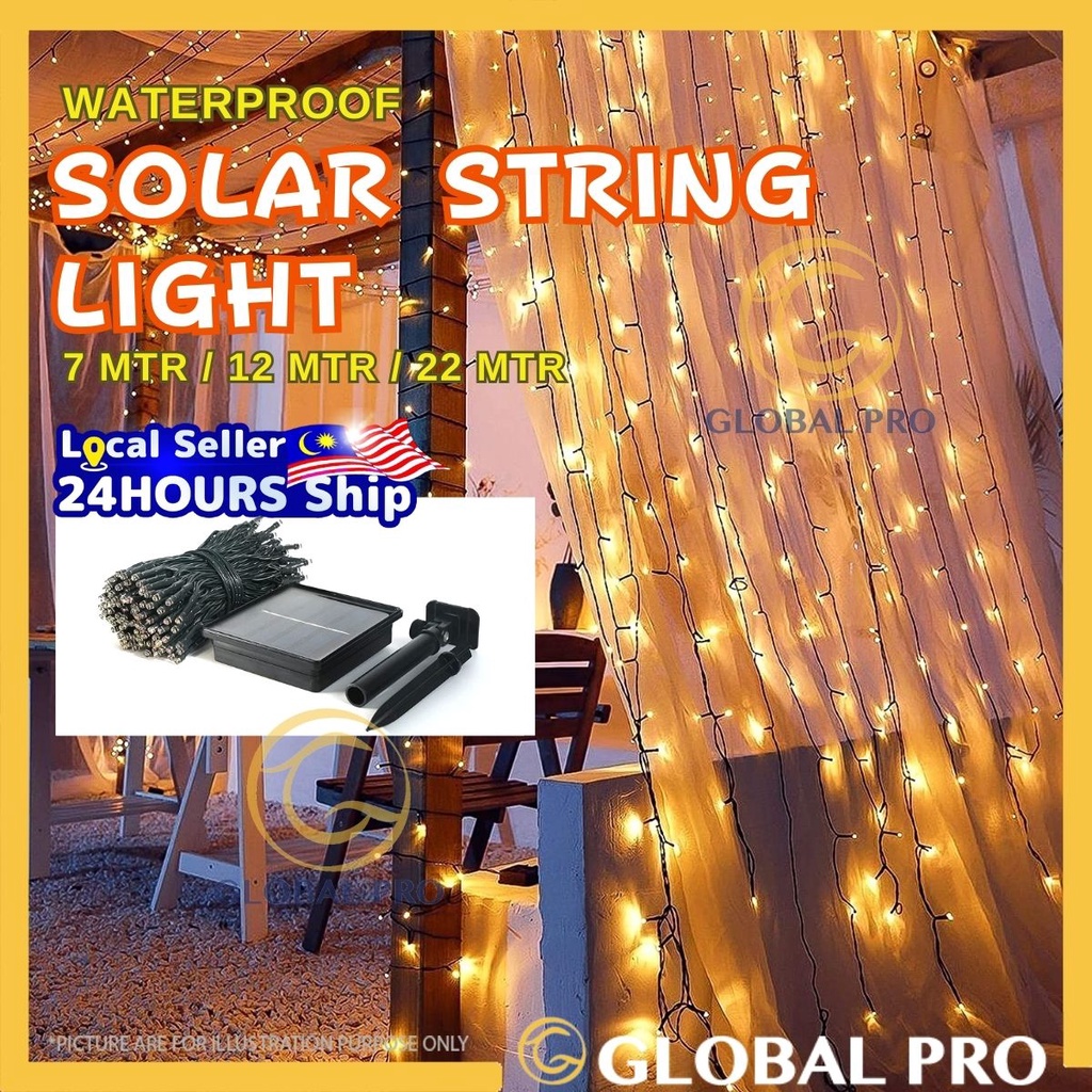 Solar Raya Lip Lap Solar String Light Solar Fairy Light Lampu Raya Solar Led Solar Waterproof