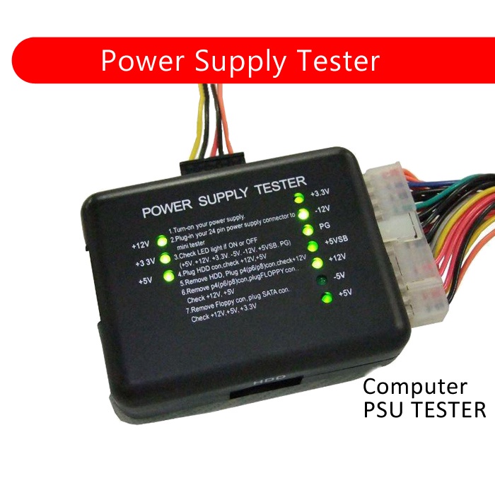 Power Supply Tester PC 20/24 Pin PSU ATX SATA Tester LED Mini (1817