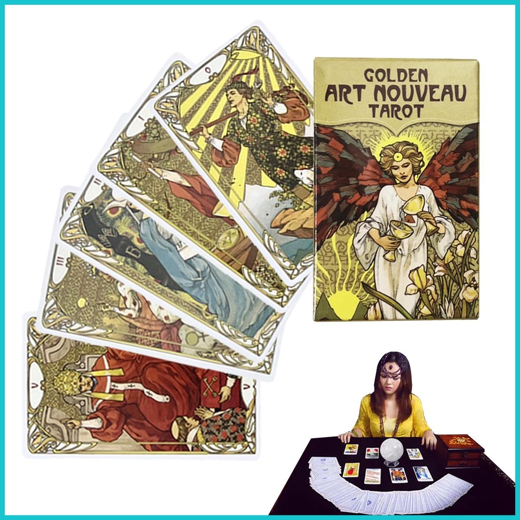 Tarot Cards Divination Game Golden Art Nouveau Tarot Decks Future ...