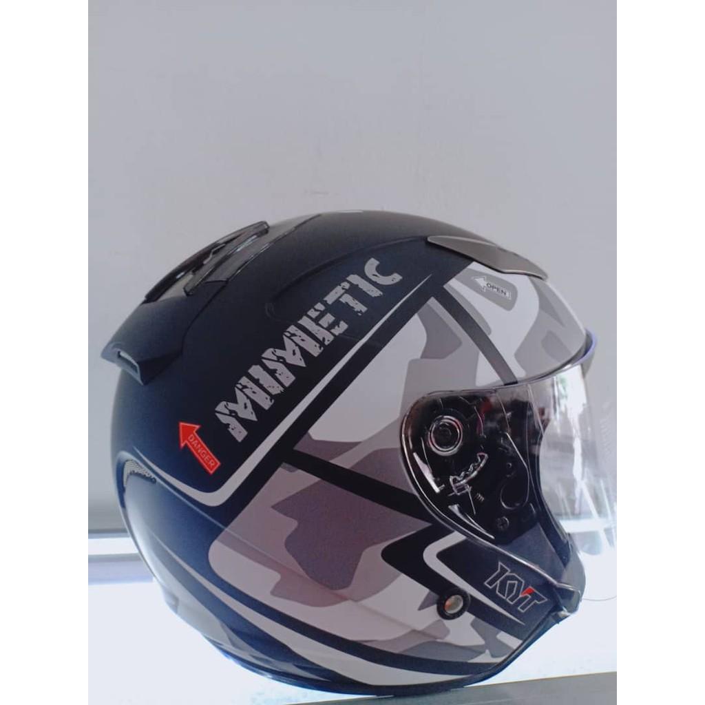 KYT HELLCAT MIMETIC MATT GREY SINGLE VISOR HELMET | Shopee Malaysia