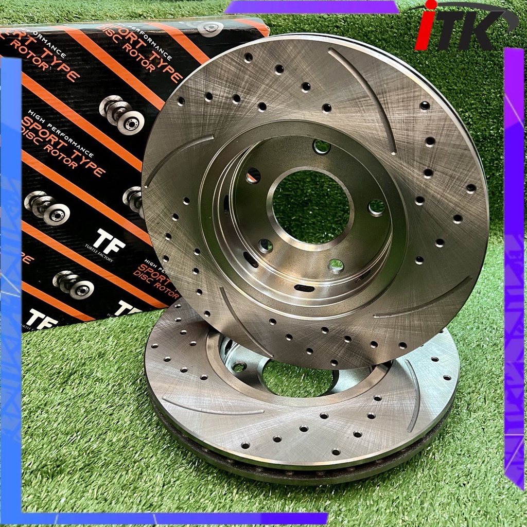 ORIGINAL TF SLOTTED & DRILLED DISC ROTOR (FRONT) FOR PROTON PREVE ...