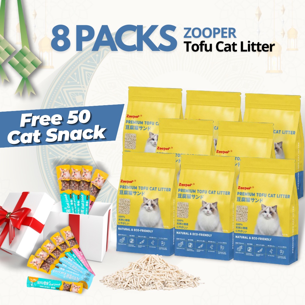 8 packs / 48L Pasir Kucing Wangi One Box ZOOPER Premium Clumping Tofu