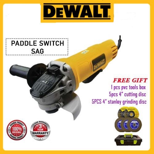 DEWALT DWE8200PL 4" (850W) Paddle Switch Angle Grinder (safety lock