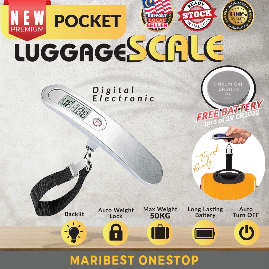 50kg Pocket Luggage Scale Digital Electronic Travel Portable Mini Small Hanging Bag Weight Scale