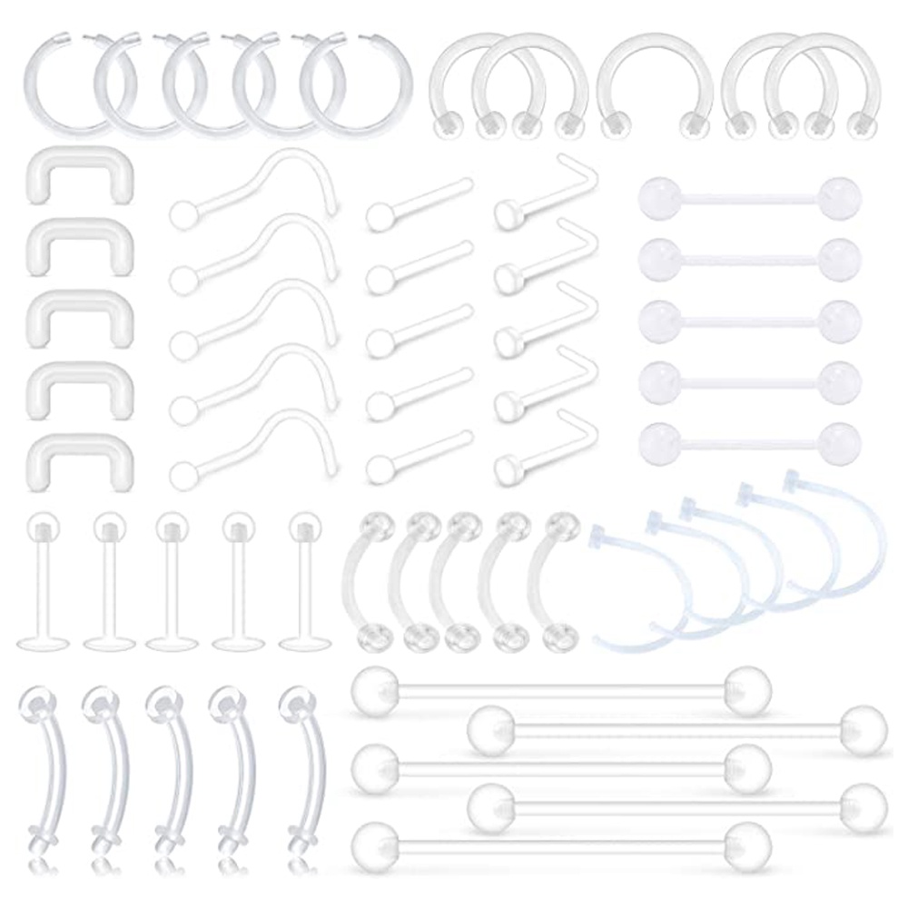 WKOUD Clear Piercing Retainers Septum Retainer Studs Flexible Lip Ear