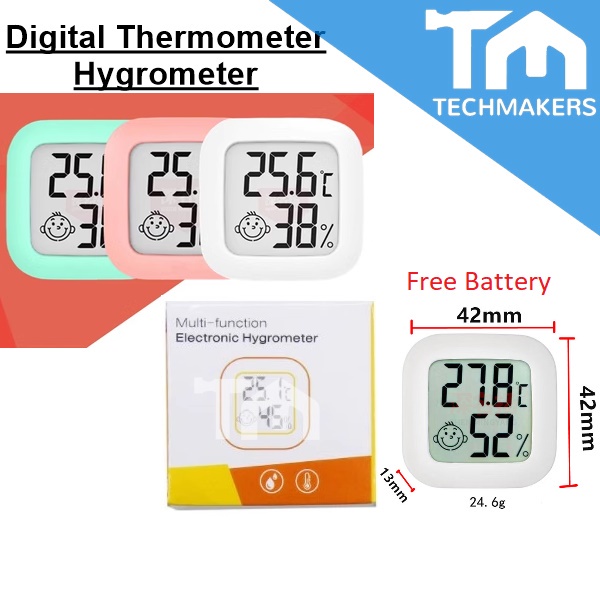 Digital Thermometer Hygrometer Indoor Mini Temperature Hygrometer Outdoor LCD Electronic Monitor Baby Room Cute Compact