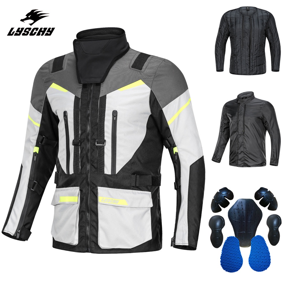 LYSCHY Winter Motorcycle Jacket Pants Suit Waterproof Warm Lining CE