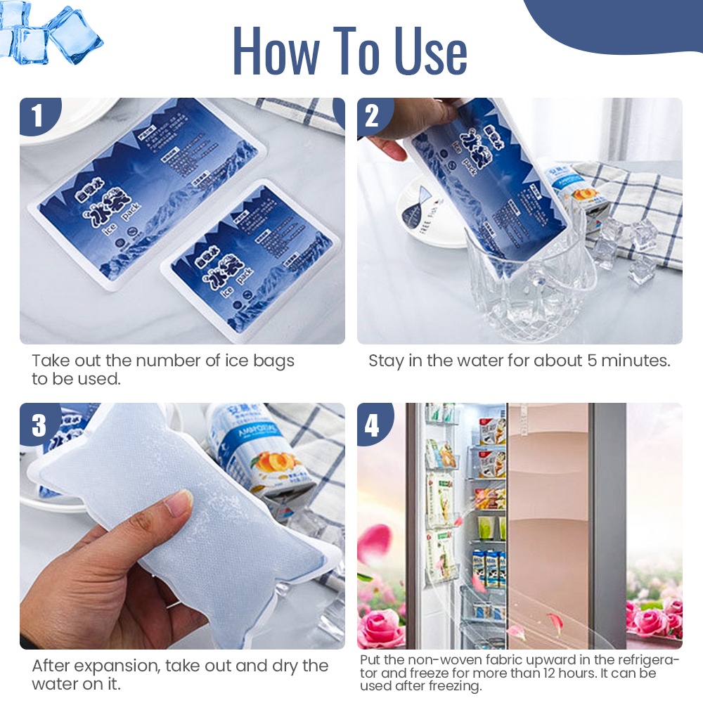 Absorbent Ice Packs Reusable Self-priming Ice Packs Icing Cold Packs ...